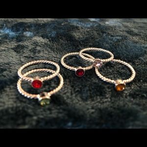 Set of five Birthstone rings